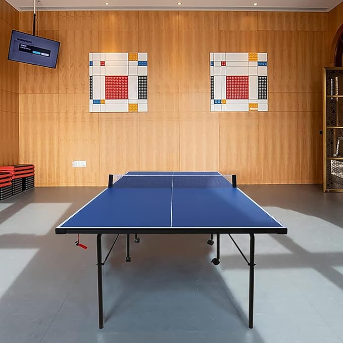 7FT Professional Indoor Outdoor Ping Pong Table Foldable with Quick Assembly- All Weather Aluminum Composite Surface,Portable Table Tennis Table Game with Net, 2 Table Tennis Paddles and 2 Balls