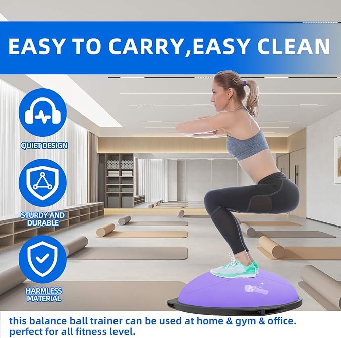 Balance Ball Home Workout Equipment, 27.5/31.5 inch Exercise Ball Balance Trainer, Stability Ball for Exercise, Half Balance Ball Strength Training Equipment for Cardio and Core Training