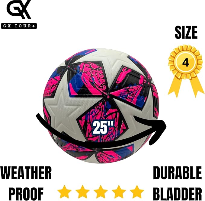 Soccer Ball Size 4. GX Soccer Champions Soccer Ball. Professional Grade PU Durable Material.