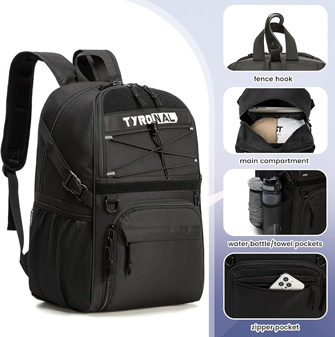 Basketball Bag Backpack with Ball Holder and Shoes Compartment,Best for Basketball, Soccer, Volleyball, Gym. (BLK)