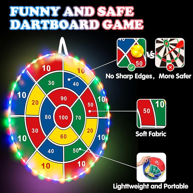 Kids Dart Board Game Set-29 inchs, Board Games with 16 Stick Balls, Summer Indoor Outdoor Toys Games for Kids Ages 4-8, Birthday Party Games Yard Toys for Kids Ages 3 4 5 6 7 8 9 10 11