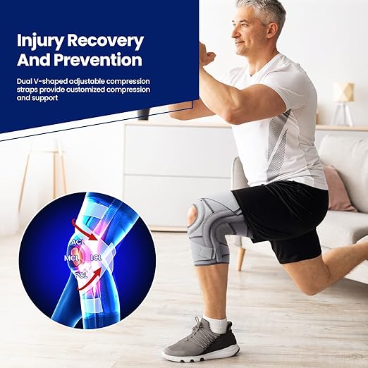 Galvaran Knee Brace for Meniscus Tear:Adjustable Knee Support for Maximum Knee Pain,Side Stabilizers for Injury or Surgery Recovery - Men and Women