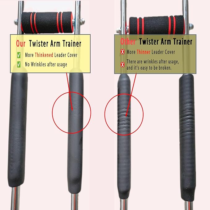 Heavy Duty Twister Arm Trainer for Men, Professional Arm Chest Trainer with No-Rust Chrome Steel & Wrinkle-Free Grips, 66-110lb 5-Level Adjustable Home Gym Workout Equipment