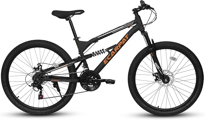 Mountain Bike 24 26 27.5 Inch, Dual Full Suspension Mens Womens Bike, 21 Speeds Dual Disc Brake Carbon Steel Bike, Boys Mens Mountain Bike for School Work Summer Camping, Birthday Gift Choice