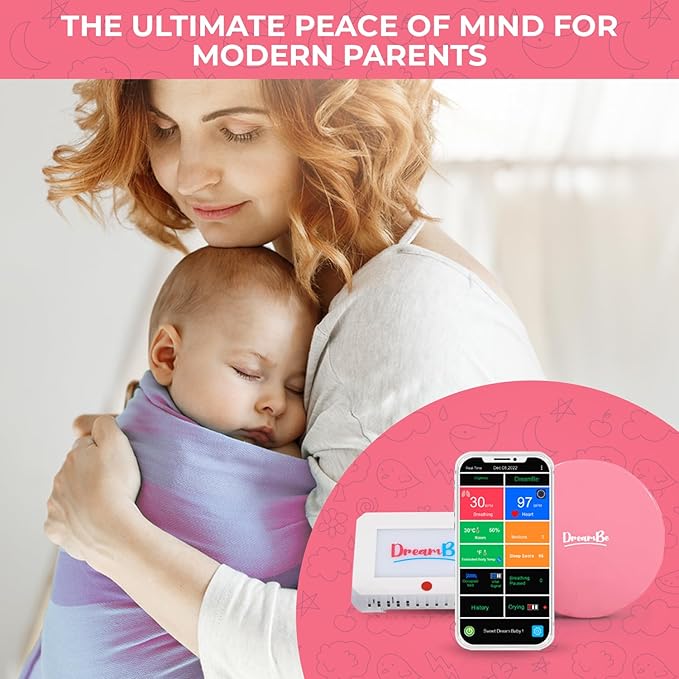 DreamBe-2 Contactless Smart Health Heart & Breathing Monitor for Toddlers & Children. Real-Time Sleep Tracker – Monitor on App Anywhere, Anytime – Touch-Screen Display WiFi - Night Vision Camera