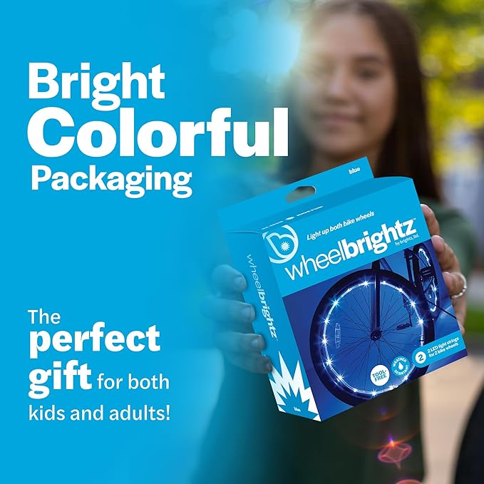 Brightz WheelBrightz LED Bike Wheel Lights - 2025 Edition with Superior Straps & LED-Weatherproof Shield! 14 Colors - Unmatched Durability, Visibility & 48+ Hours of Dazzling Illumination