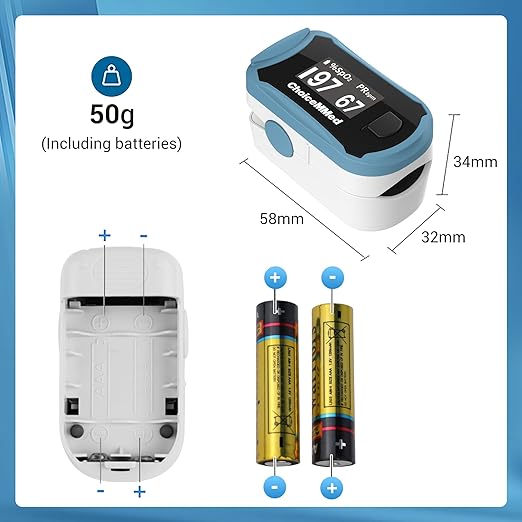 ChoiceMMed C29 Pulse Oximeter - Fingertip Pulse Oximeter Blood Oxygen Saturation Monitor - Large OLED Screen SPO2 Monitor with Lanyard and Carrying Case