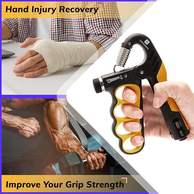 Grip Strength Trainer, Adjustable Resistance 11-220 Ibs Forearm Strengthener,Hand Grip Strengthener With Digital Counter,Improve Wrist Strength,Hand Recovery Exercises