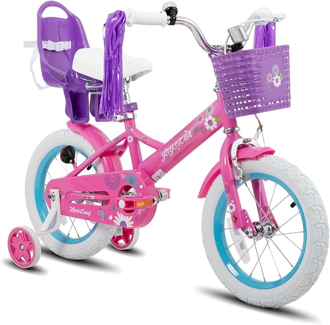 JOYSTAR Little Daisy Kids Bike for Girls Boys Ages 2-7 Years, 12 14 16 Inch Girls Bikes with Doll Bike Seat & Streamers, Boys Bike with Flag & Number Plate, Multiple Colors