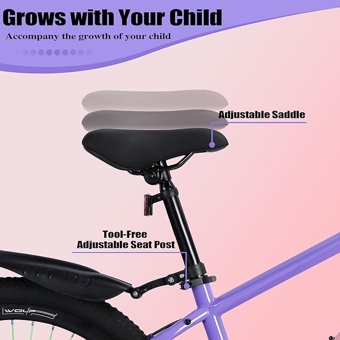 20/24 Inch Mountain Bike for Kids, Girls Boys Bikes Ages 8-12, Single Speed Mountain Bicycle with Suspension Fork, 20/24 Inch Bike Boys Girls Bicycles with Front and Rear Disc Brakes