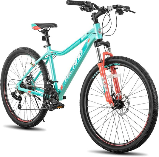 HILAND 20 26 27.5 Inch Mountain Bike for Women Girl, 7/21 Speed with Lock-Out Suspension Fork, Aluminum Frame MTB, Adult Ladies Womens Bike Mens Bicycle