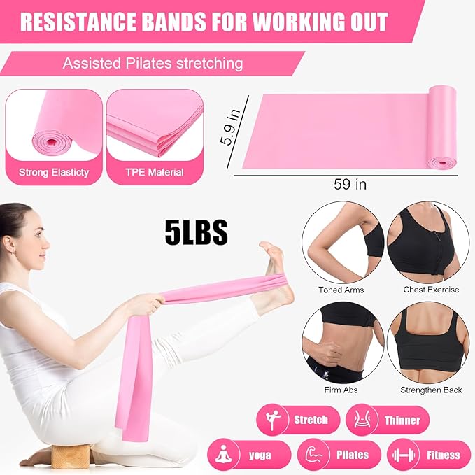 10 Pcs Pilates Ring Set for Women Home Yoga Equipment Accessories Pilates Ring Circle and Ball Workouts Gift Include Ball Yoga Circle Resistance Bands Block Straps Gym Bag