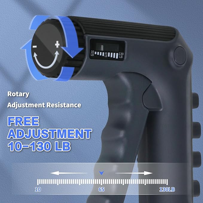 HXD-ERGO Grip Strength Trainer with Finger Exerciser, Adjustable Resistance Hand Gripper, Hand Exerciser with Counting for Muscle Building(10-130 LBS)