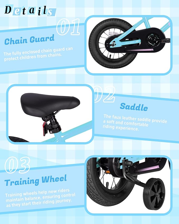 BMX Style Kids Bike for 2-8 Years Old Boys Girls Toddlers 12 14 16 Inches Bicycle with Training Wheels Coaster Brake, Multiple Color