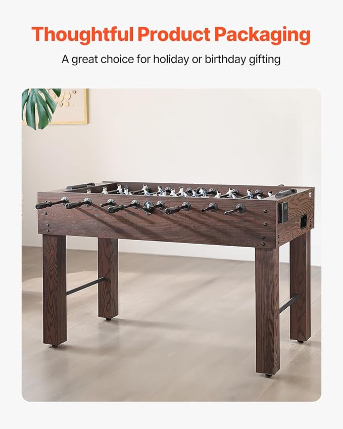 VEVOR Foosball Table 42/48/55 in Foosball Table Indoor Full Size Foosball Tables for Home, Family, and Game Room, Durable Soccer Set, Includes 2/4 Balls, Score Keeper, and 2 Cup Holders