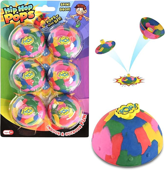 6in1 Bounce Bowls Ball Fidget Toy for Kids & Adults Spinning Stress Relief, Pop Up Outdoor Game Sports Fingertip Toy for School, Birthday Party Favors, Goodie Bag Fillers for Boys and Girls