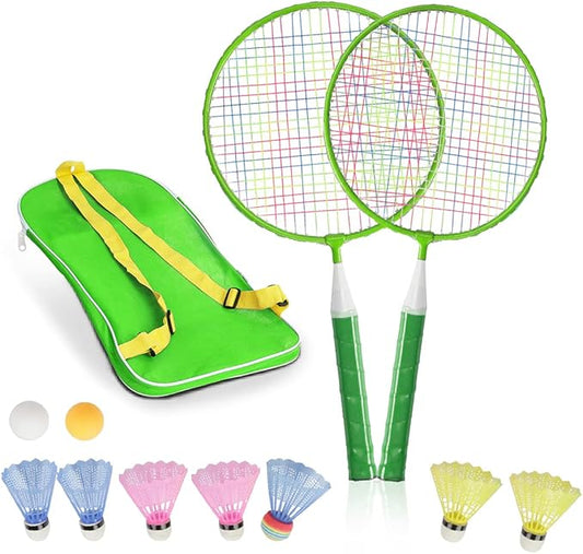 Badminton Rackets for Children,12 in 1 Shuttlecocks Racquet Sports Set w/Lightweight Carrying Bag for Kids Professionals Beginner Players Indoor Outdoor Sport Game