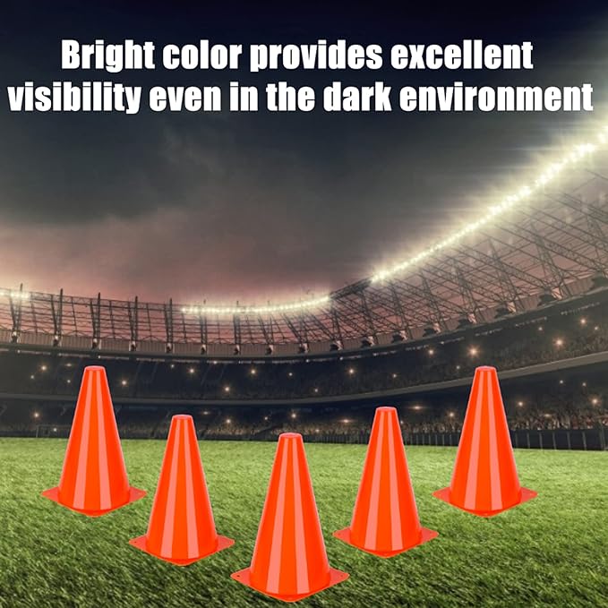 9 Inch Cones Sports, 15 Pack Orange Soccer Cones Training Agility Field Marker Plastic Traffic Cones for Football Basketball Drills Multipurpose Practice, Indoor Outdoor Games Activity Party Events