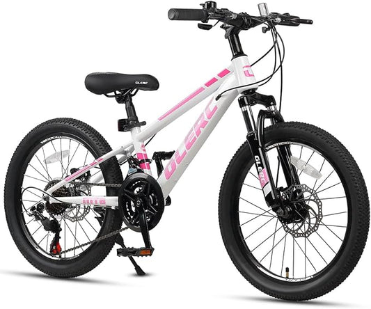 Glerc 20 24 Inch Kids Bike, Kids Mountain Bike for Boys and Girls Ages 6-14, 21-Speed Skyline Bicycle with Front Suspension and Disc Brakes, Multiple Colors