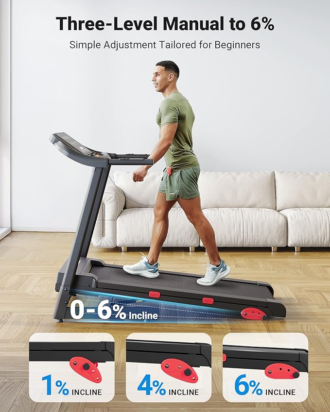 THERUN Home Treadmill with Incline Adjust, 3.0 HP Treadmill, Heart Rate Monitoring, Wider Running Belt