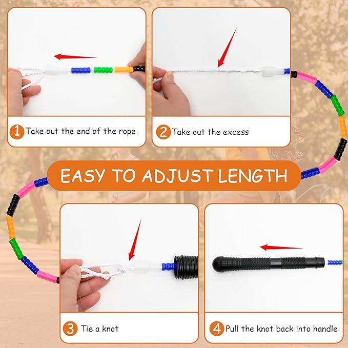 Beaded Jump Rope 1 Pack/2 Pack, ACEONE Segmented Skipping Rope for Kids Adults, Adjustable Tangle-Free Toddler Jumping Rope for Fitness Exercise Training