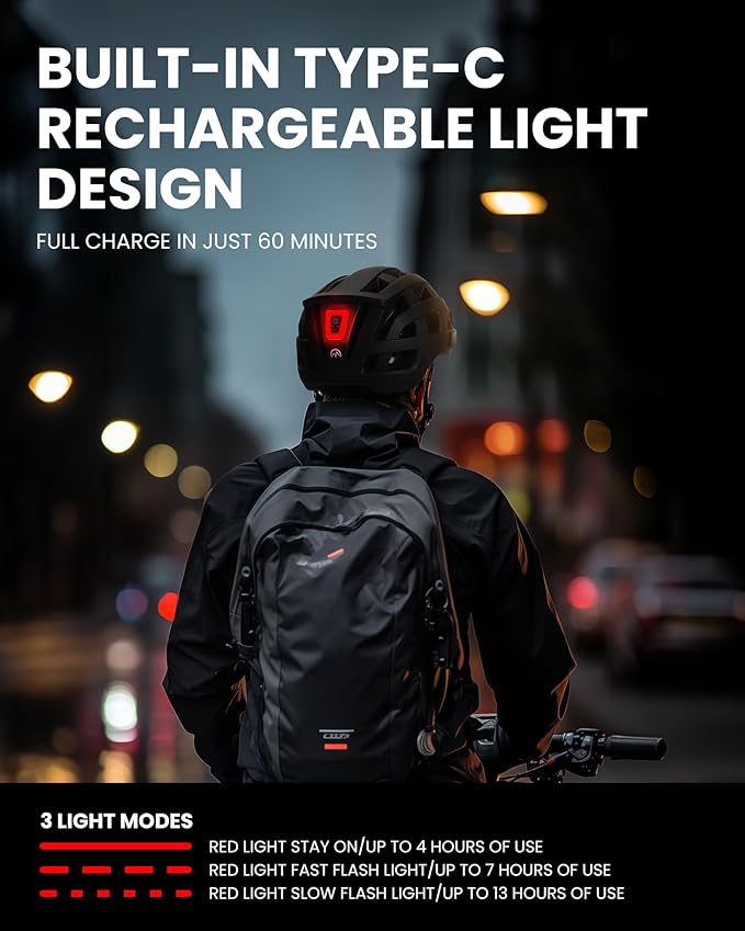 OutdoorMaster Gem II MIPS Bike Helmet with Light - Lightweight Cycling Helmet,Mountain Road Bicycle Helmet for Youth & Adult