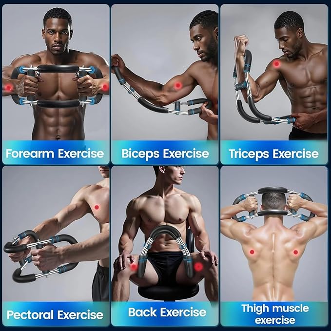 Twister Arm Trainer, Adjustable Resistance (60–110 lbs) 5Level Chest, Forearm & Biceps Strength Training Bar Portable & Detachable Home Gym Equipment with Anti-Slip Handles & Carry Bag for Men & Women