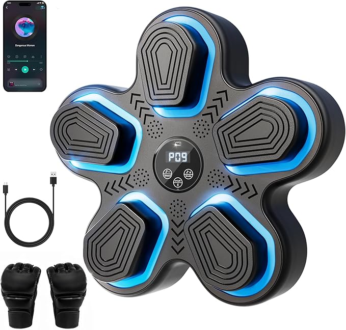 Music Boxing Machine, Bluetooth Smart Boxing Machine Adult and Children's Wall Target Punching Training, Reflex Punch Boxing Machine Boxing Training Equipment for Home, Office and Gym