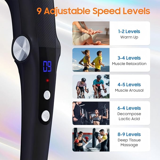 Massage Gun with 10 Replacement Heads, Massage Gun with Heat, Back Massager for Pain Relief Deep Tissue, Massager for Shoulder & Back Muscle Recovery,