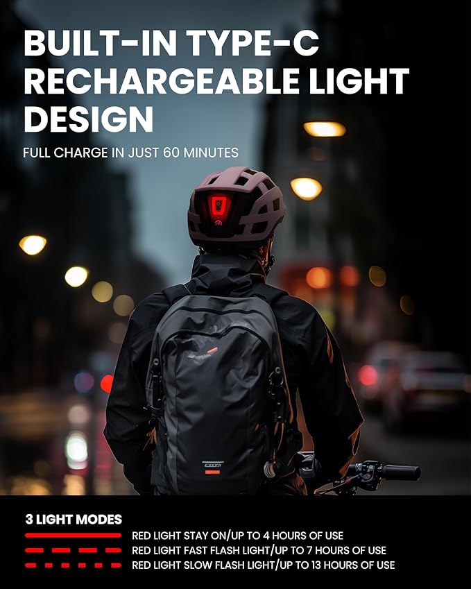 OutdoorMaster Gem II MIPS Bike Helmet with Light - Lightweight Cycling Helmet,Mountain Road Bicycle Helmet for Youth & Adult