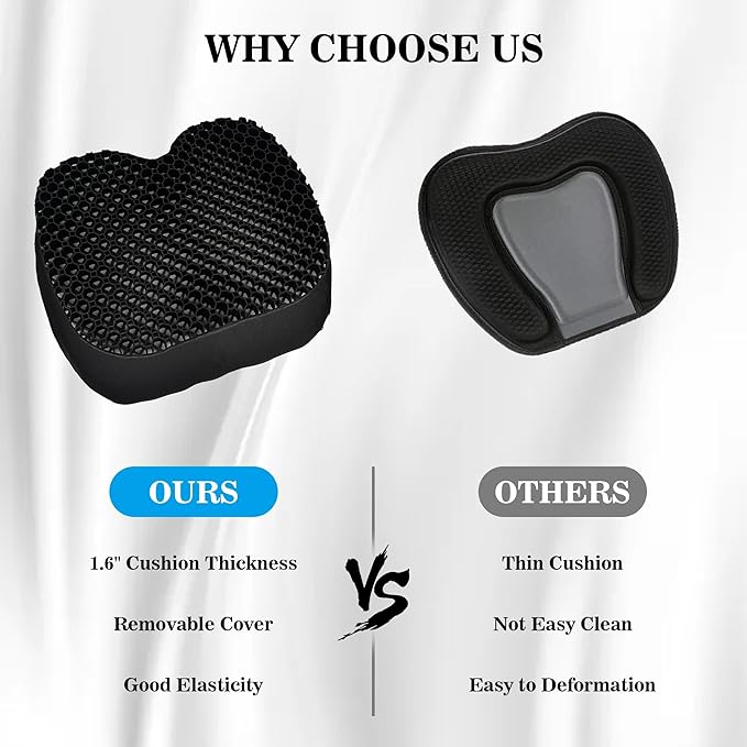 Kayak Seat Cushion, Anti Slip Gel Seat Cushion for Long Sitting on Boat, Canoe, Sup, Chair