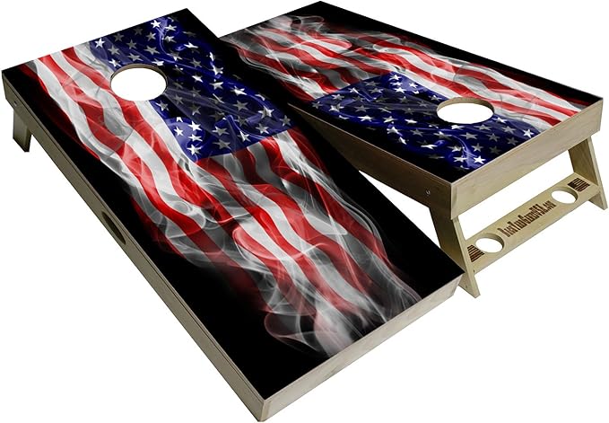 American Flag Series - Premium Cornhole Boards w Cupholders and a Handle - Includes 2 Regulation 4' x 2' Cornhole Boards w Premium Birch Plywood and 8 Cornhole Bags