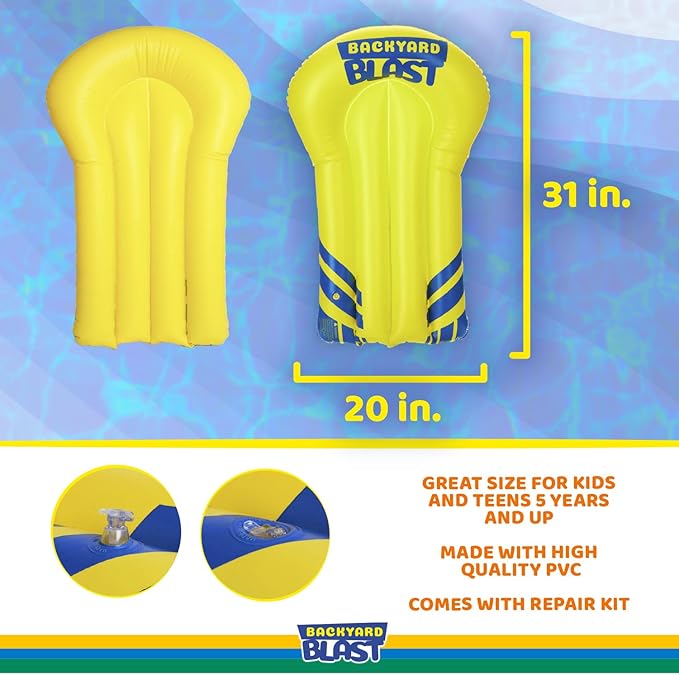Backyard Blast Rider, Inflatable Body Board Slide Rider and Pool Float Toy