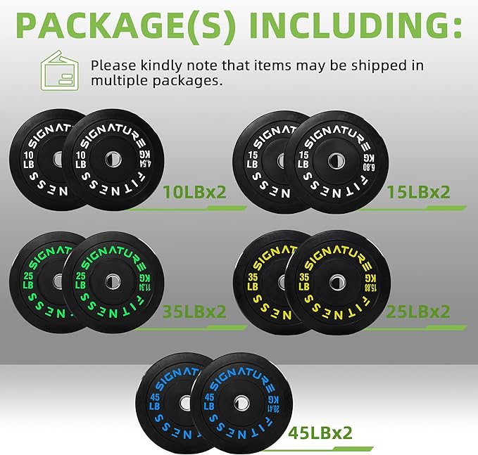 Olympic Bumper Plates Set, 2" Weight Plates for Strength Training & Weightlifting, Paris or Set or Set with Barbell, Multiple Options