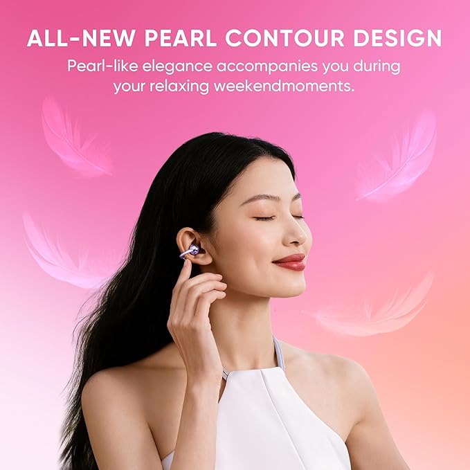 Clip on Earbuds Open Ear Earbuds Wireless Headphones with Mic,66H Play Bluetooth 5.4 Bone Conduction Headphones,Noise Cancelling,IPX5 Waterproof,Secure Fit for Small Ears, Sports&Workout,Purple