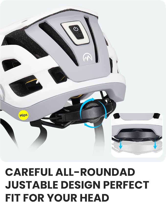 OutdoorMaster Gem II MIPS Bike Helmet with Light - Lightweight Cycling Helmet,Mountain Road Bicycle Helmet for Youth & Adult