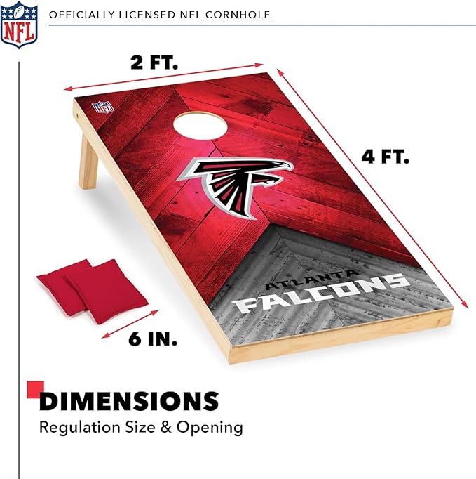Wild Sports NFL Football 2' x 4' Regulation Size Solid Wood Cornhole Set with Direct Print HD Team Graphics Great Gift for Any Football Fan! Bean Bag Toss Family Outdoor Game