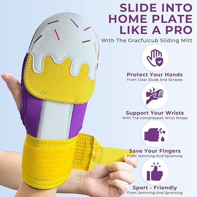 Gracfulcub Baseball Sliding Mitt, Baseball Glove Softball Guard, Ergonomic Design Protecting Fingers for Basic Base Running