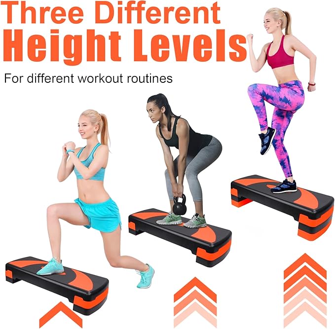 Exercise Workout Aerobic Step Platform Trainer, 31" Aerobic Stepper with 4"-6"-8" Adjustable Height Risers