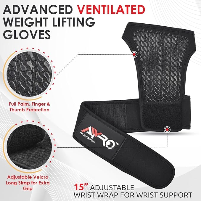 AYRO Workout Gloves for Men & Women – Ventilated Weight Lifting Gloves with Wrist Support - Gym Gloves for Men, Breathable Palm Padding, Non-Slip Grip – Ideal for Gym, Fitness, Cross Training