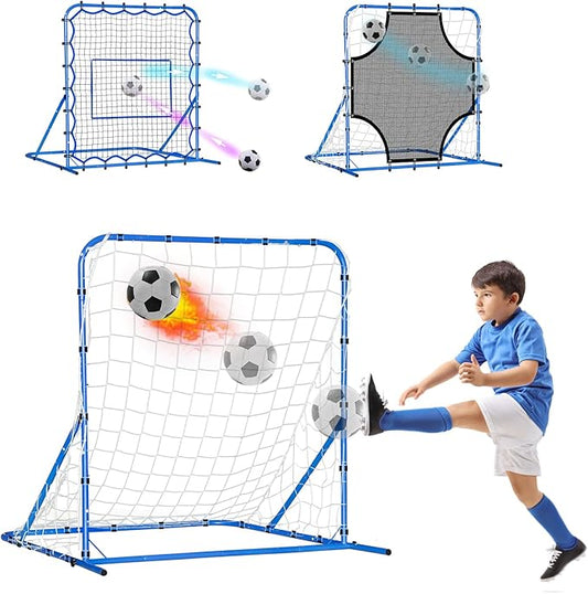 Three Mode Soccer Goal & Rebounder Net & Target Net,Four Targets for Precise Training,Tough-Built for Intense Shots,Quick-Switch Angle Soccer Training for Control/Passing Practice for Kids Teen