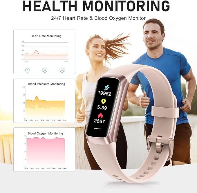 Fitness Tracker, Blood Pressure Watch with 24/7 Heart Rate, Step Counter for Walking, Step Trackers Activity Pedometer for Women Men Android iOS