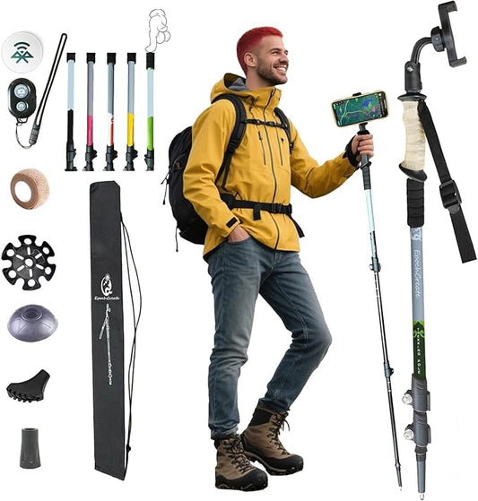 EpochCreate Hiking&Trekking Poles&Selfie Stick-Lightweight,Adjustable Flip Locks,Compact,Aircraft Grade Aluminum Walking Sticks for Hiking,All-Terrain for Seniors,Men & Women
