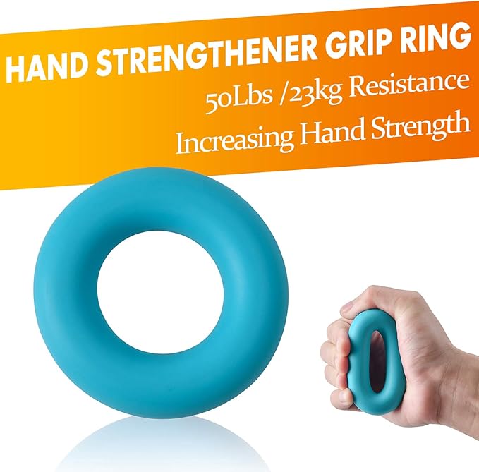 Grip Strength Trainer 7 Pack Adjustable, Finger Stretcher Resistance Extensor Bands, Finger Exerciser, Hand Gripper Strength Ring & Stress Ball