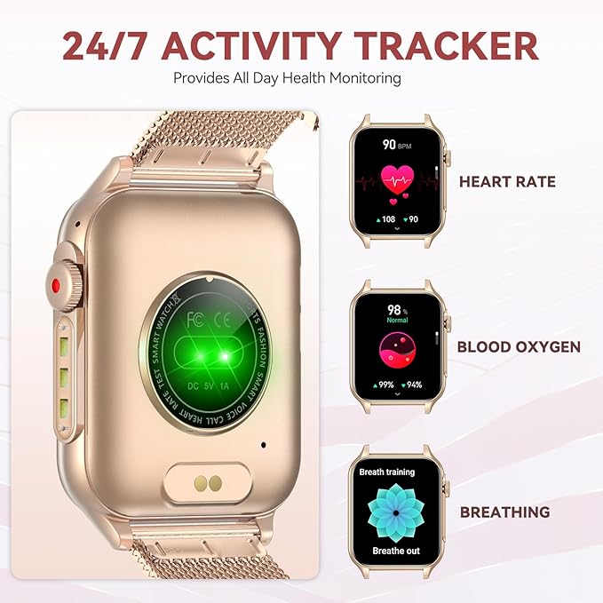 Smart Watches for Women (Answer/Make Call) with LED Flashlight, 1.96" HD Touch Screen Fitness Tracker with Heart Rate Sleep Monitor, Waterproof Smartwatch with 100+ Sports Modes