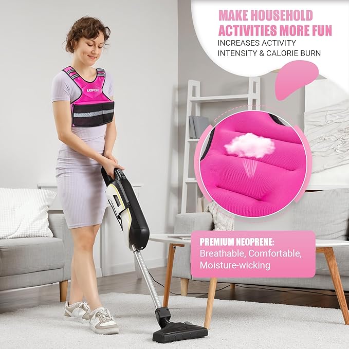 Adjustable Weighted Vest for Women, 6-12 Lbs Rucking Vest with 6 Ironsand Weights, Great Weighted Vest with Plus Pockets & Reflective Strips for Running, Walking, Workout and Strength Training