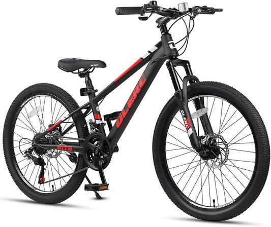 Glerc 20 24 Inch Kids Bike, Kids Mountain Bike for Boys and Girls Ages 6-14, 21-Speed Skyline Bicycle with Front Suspension and Disc Brakes, Multiple Colors
