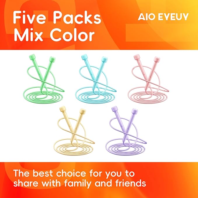 5 Pack Adjustable Jump Rope for Fitness and Exercise,Lightweight PVC Skipping Rope for Men,Women and Kids-Tangle-Free for Keeping Fit, Training, Workout