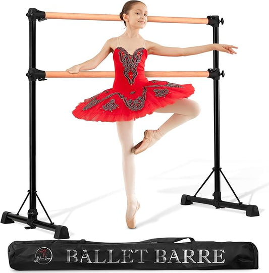 New & Improved 4 Ft Steel Double Ballet Barre with Carry Bag and Beginner Guide,Adjustable&Portable Ballet Barre for Home and Gym,Quality Ballet bar Anti-Wobble,Stretching Dance bar