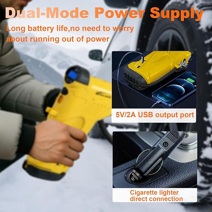 Tire Inflator Portable Air Compressor,12V 150PSI Handheld Air Compressor with Gauge,Rechargeable Tire Pump with Digital Gauge & LED Light,Air Pump Emergency for Cars, Bikes, Dirt Bikes,RV